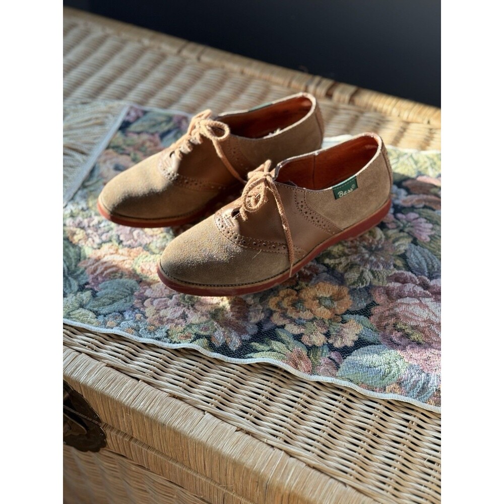 Vintage G.H. Bass “Saddles & Bucks” Saddle Shoes Tan Suede Leather Oxfords 6.5M - Picture 4 of 9